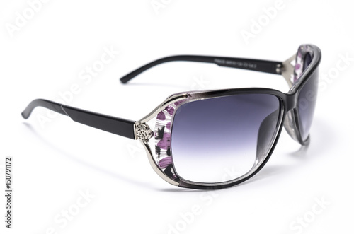 women's sunglasses with purple glass isolated on white