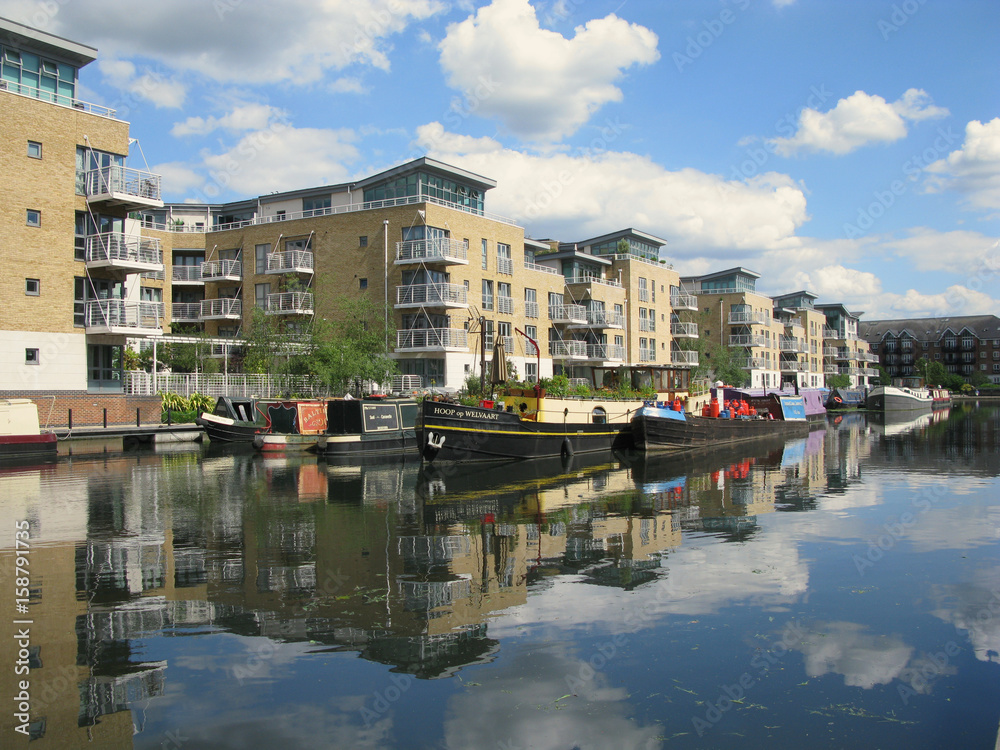 London, United Kingdom - June 1, 2017: Boats in Brentford Marina, River Brent, Greater London, Brentford, England, United Kingdom,