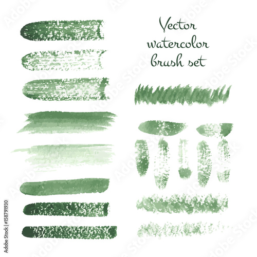 Set of watercolor brush vector strokes