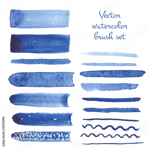 Set of watercolor brush vector strokes