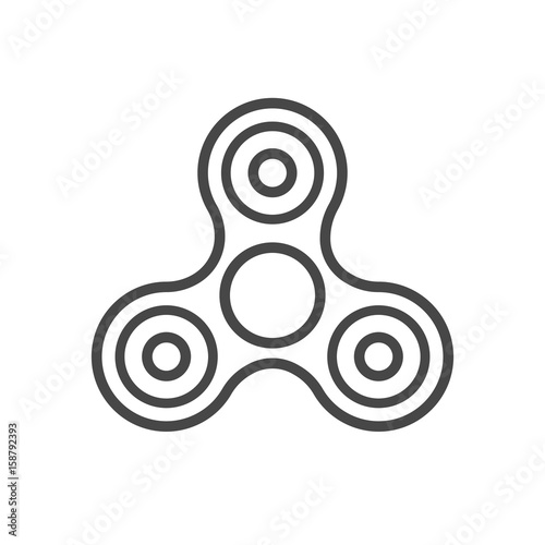 Fidget spinner line vector icon. Finger spinner stress relieving toy. Hand spin toy icon.