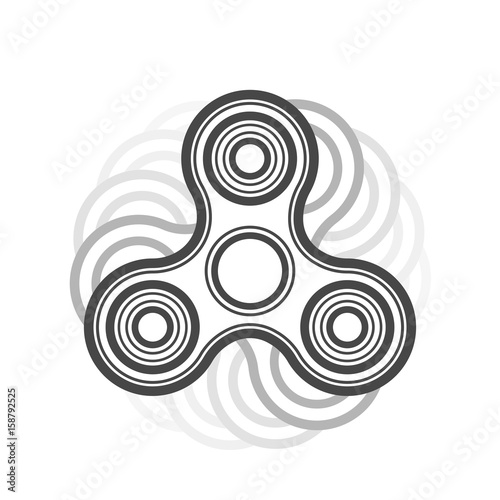 Fidget spinner line vector icon. Finger spinner stress relieving toy. Hand spin toy icon.