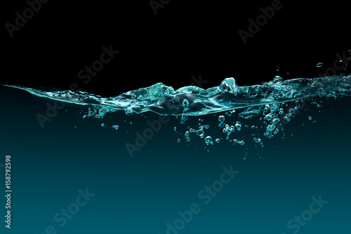 Waterline. Healthy and Fresh Water with oxygen bubbles photo