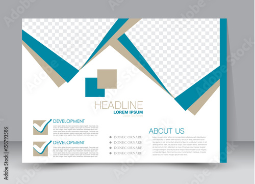 Flyer, brochure, billboard template design landscape orientation for education, presentation, website. Blue and brown color. Editable vector illustration.