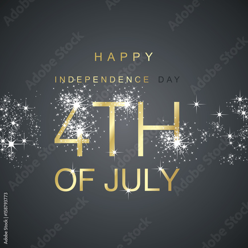 Day 4th July spark firework gold black vector