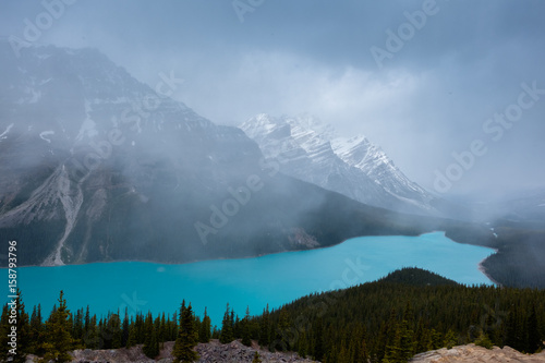 Glecier-fed beautiful Peyto Lake in the Rocky Mountains,Banff, Alberta, Canada