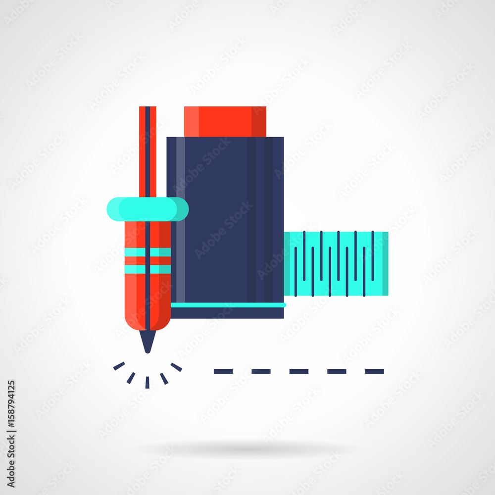 Robotic laser arm flat color vector icon