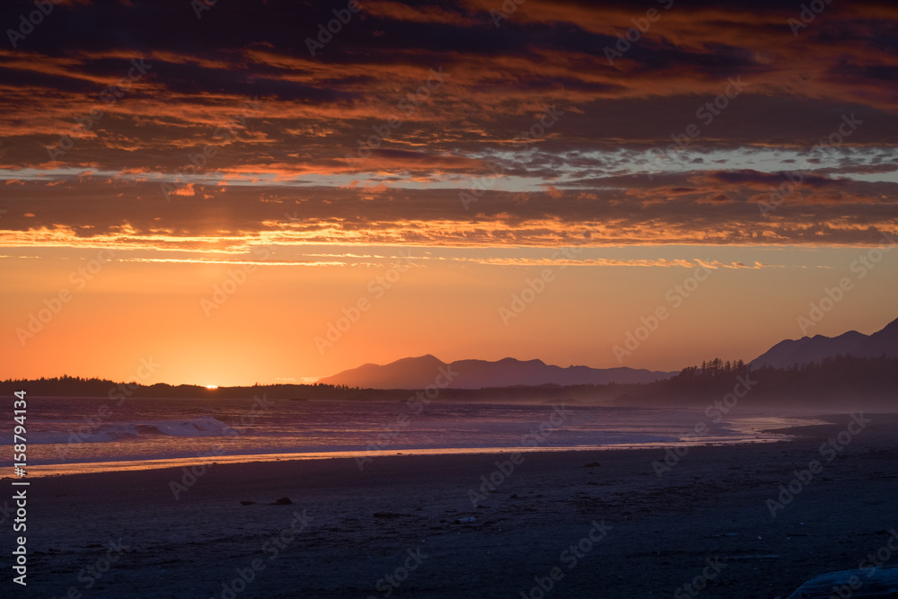 Colorful sunset at the beach - Tofino, Canada