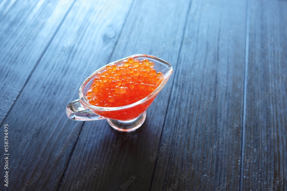Red caviar in glass Red caviar in glass