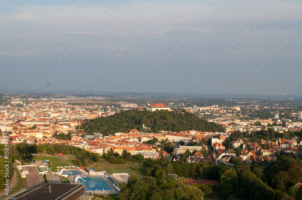View of the panorama of the city of Brno in the Czech Republic with Spilberk Castle on the hill.