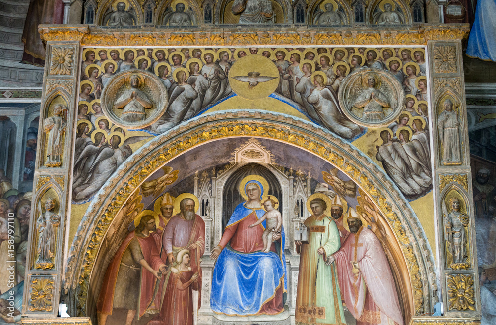  The frescos in Baptistery of Duomo or The Cathedral of Santa Maria Assunta by Giusto de Menabuoi (1375-1376). Padua. Italy