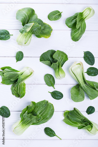 Asian cabbage and spinach, view above