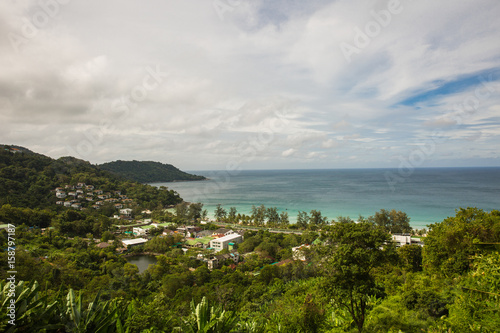 Wallpaper Mural Sea view from tropical beach with sunny sky. Summer paradise beach of Phuket island. Tropical shore.Tropical sea in Puhket.Exotic summer beach with clouds on horizon.Ocean beach relax, outdoor travel Torontodigital.ca
