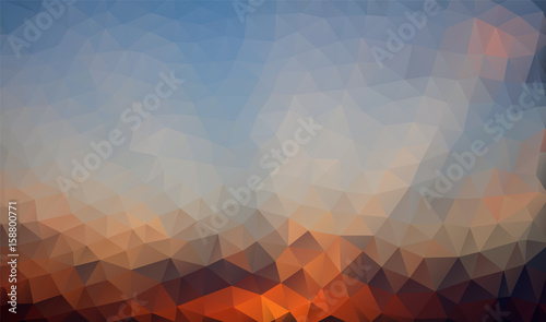 Abstract polygonal background in orange, blue shades. There is a variant in the vector.
