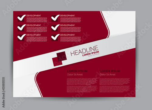 Flyer, brochure, billboard template design landscape orientation for education, presentation, website. Red color. Editable vector illustration.