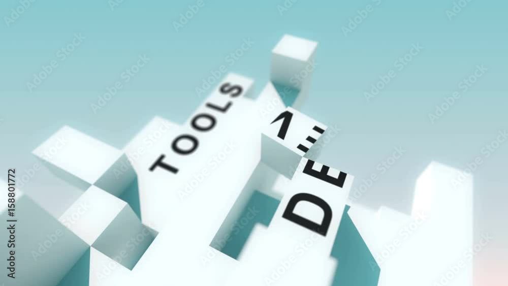 Mobile App Development words animated with cubes