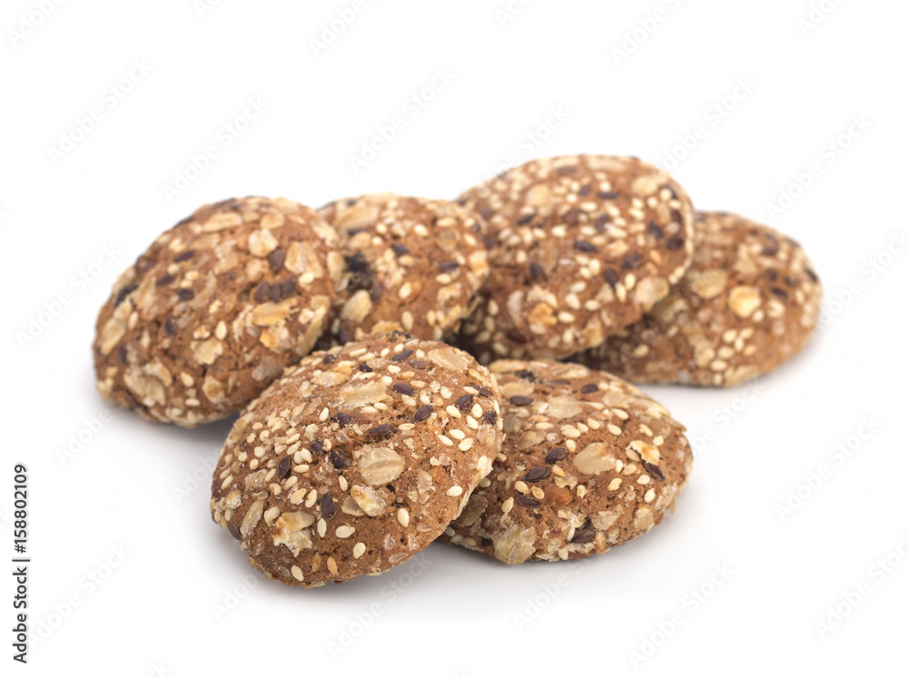Oat Dietary Cookies On White Background Oat Dietary Cookies On White Background