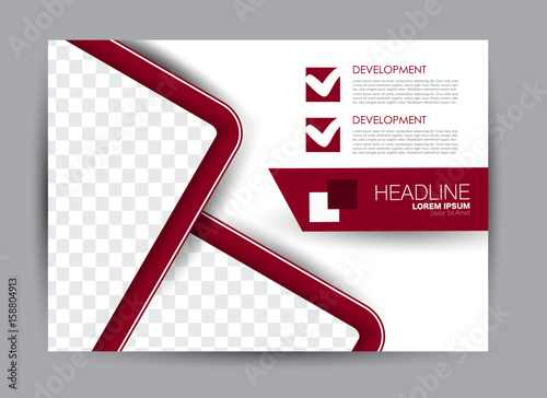 Flyer, brochure, billboard template design landscape orientation for education, presentation, website. Red color. Editable vector illustration.