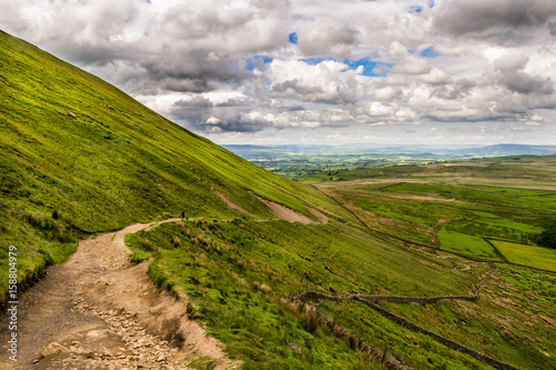 Fototapeta Naklejka Na Ścianę i Meble -  Footpath on Pendle Hill, Springtime in Forest of Bowland, Lancashire, England UK