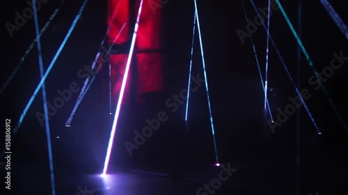 Laser stage lighting, led light sound bar. Night club show light equipment
