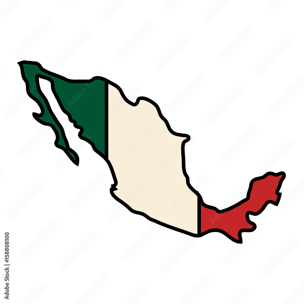 mexico country map icon over white background colorful design vector illustration