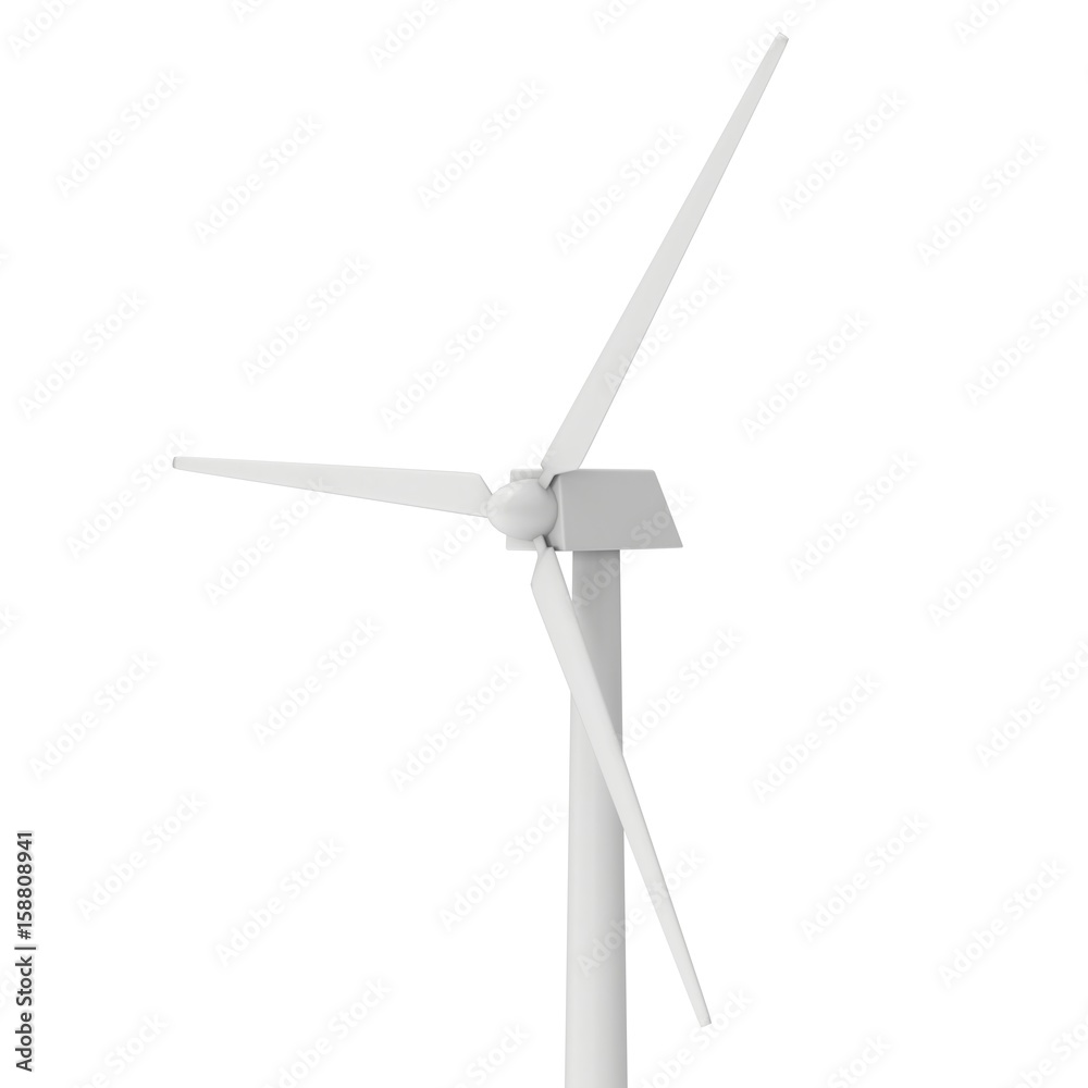 Wind turbine with propeller. Windmill generator 3D render isolated on white Wind turbine with propeller. Windmill generator 3D render isolated on white