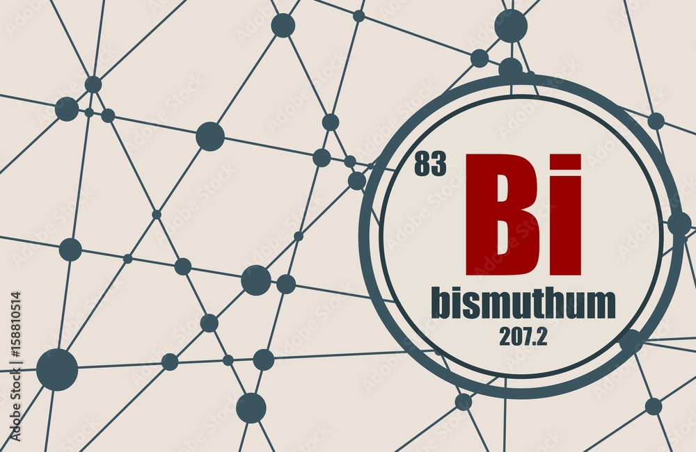 Bismuthum chemical element. Sign with atomic number and atomic weight ...