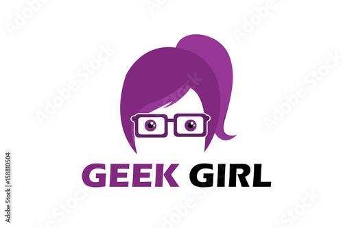 Geek Girl Logo Illustration Design photo