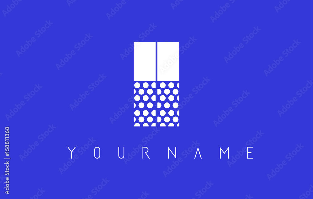 II I I Dotted Letter Logo Design with Blue Background. II I I Dotted Letter Logo Design with Blue Background.