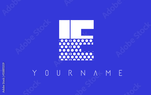 IE I E Dotted Letter Logo Design with Blue Background.