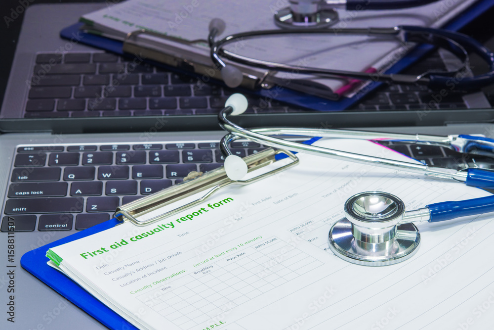 stethoscope and data note patirnt concept health care and technology stethoscope and data note patirnt concept health care and technology