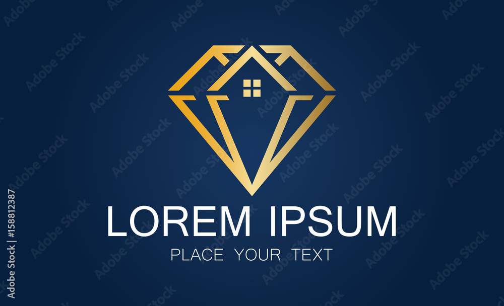 diamond real estate gold logo Stock Vector Adobe Stock