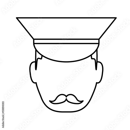 bellboy man face with a hat icon over white background vector illustration