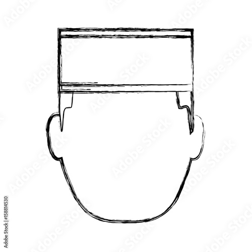bellboy man face with a hat icon over white background vector illustration