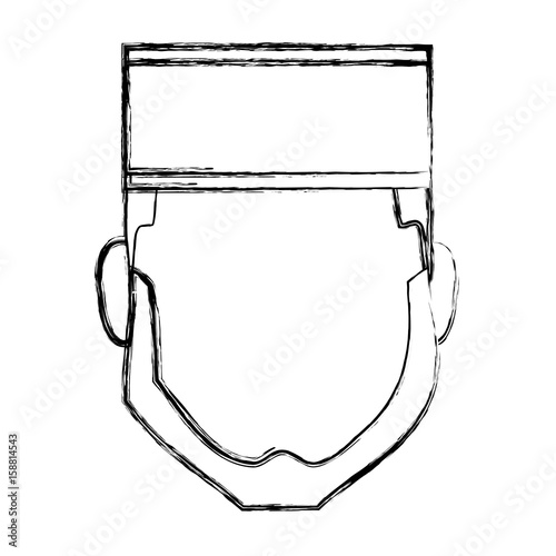 bellboy man face with a hat icon over white background vector illustration