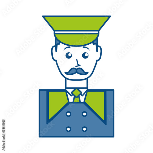 cartoon bellboy man icon over white background colorful design vector illustration