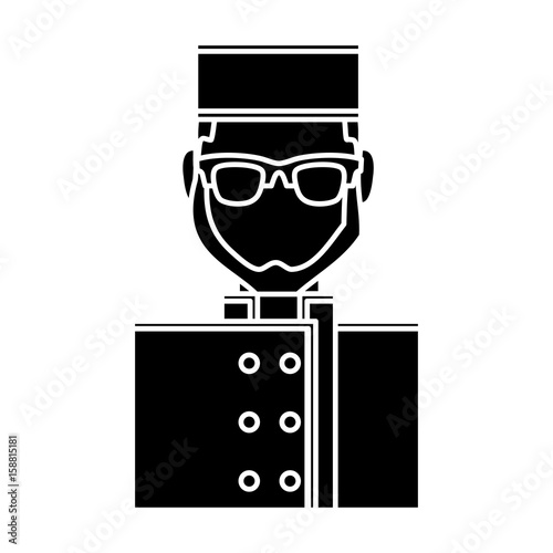 bellboy man wearing glasses icon over white background vector illustration