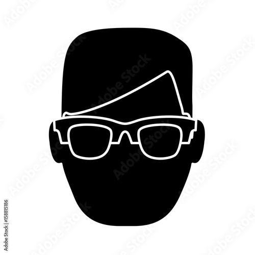hipster man with glasses icon over white background vector illustration