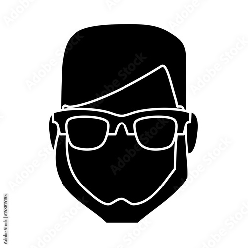 hipster man with glasses icon over white background vector illustration