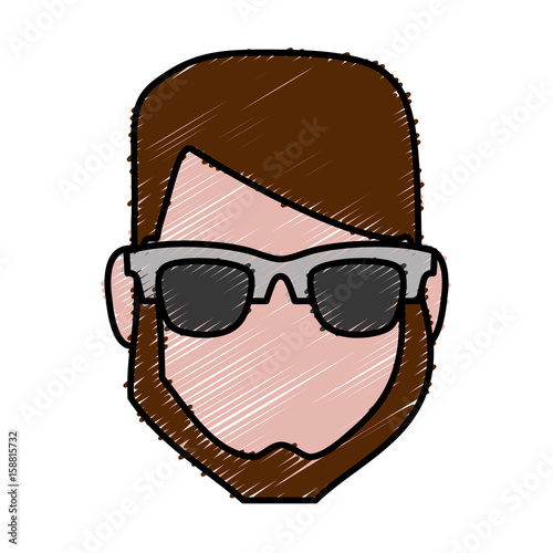 hipster man with glasses icon over white background colorful design vector illustration