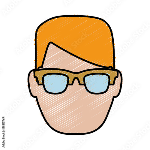 hipster man with glasses icon over white background colorful design vector illustration