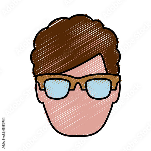 hipster man with glasses icon over white background colorful design vector illustration