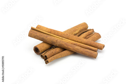 Stack of cinnamon isolated on white