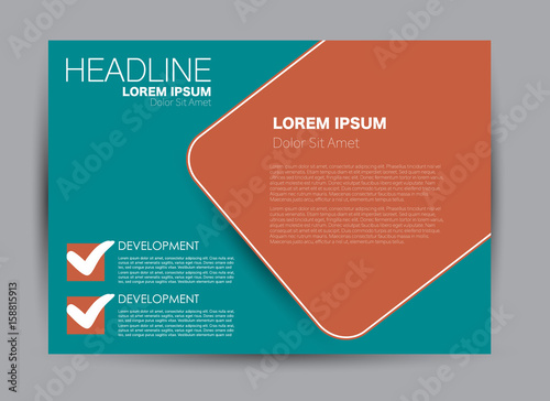 Flyer, brochure, billboard template design landscape orientation for education, presentation, website. Red and green color. Editable vector illustration.