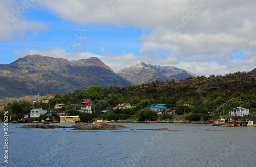 The isolated Puerto Eden in Wellington Islands, fiords of southern Chile, Province Ultima Esparanza photo