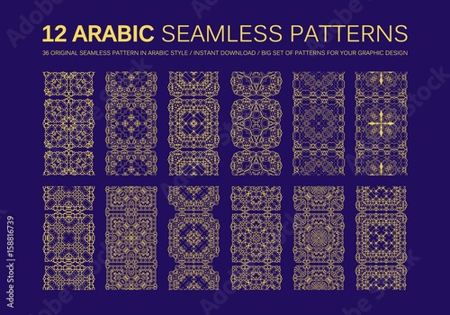 12 Modern line vector traditional arabic pattern