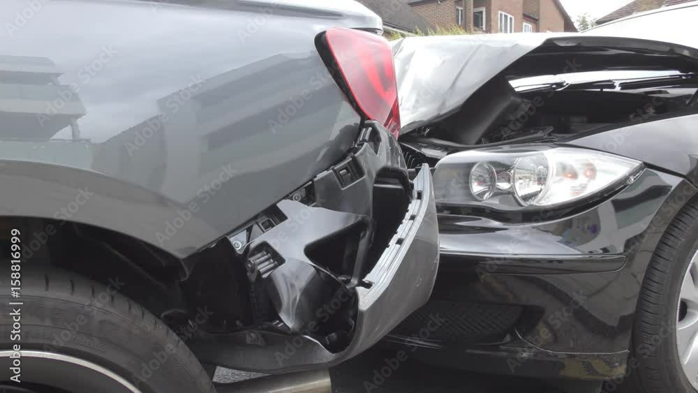 Accident of two cars on the road.