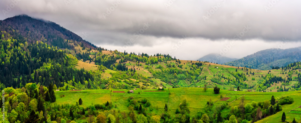 Naklejka premium rural area in mountains on overcast day