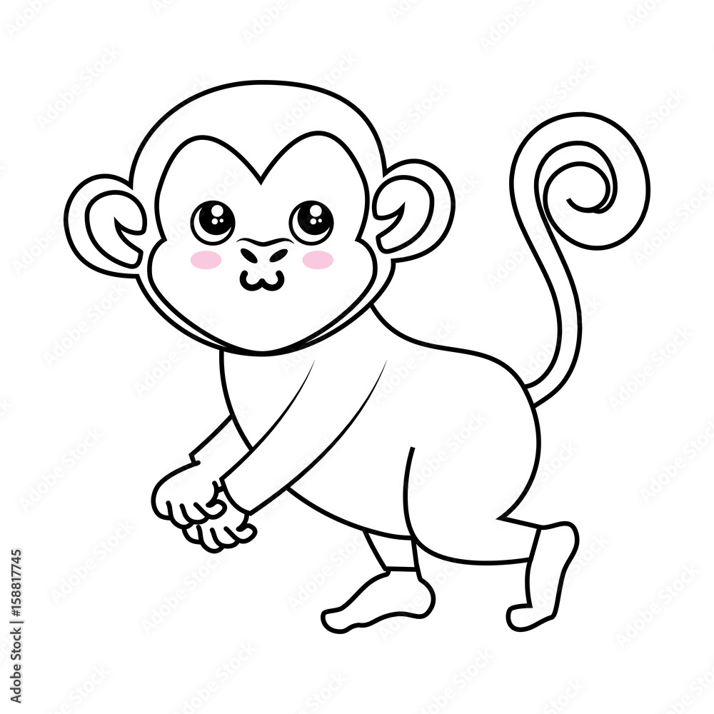 Fototapeta premium Monkey kawaii cartoon icon vector illustration graphic design