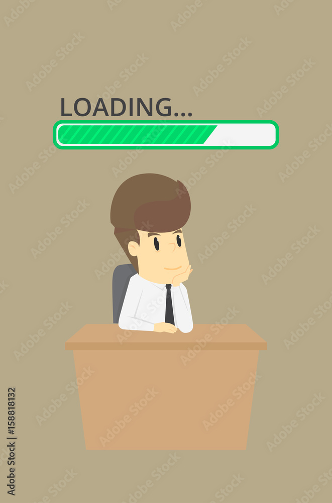 Businessman wait progress loading bar Businessman wait progress loading bar
